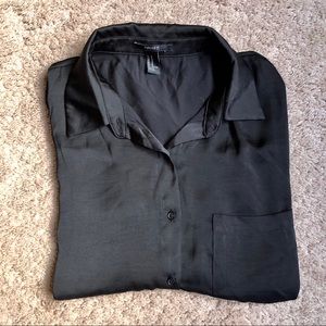 Silky black button up